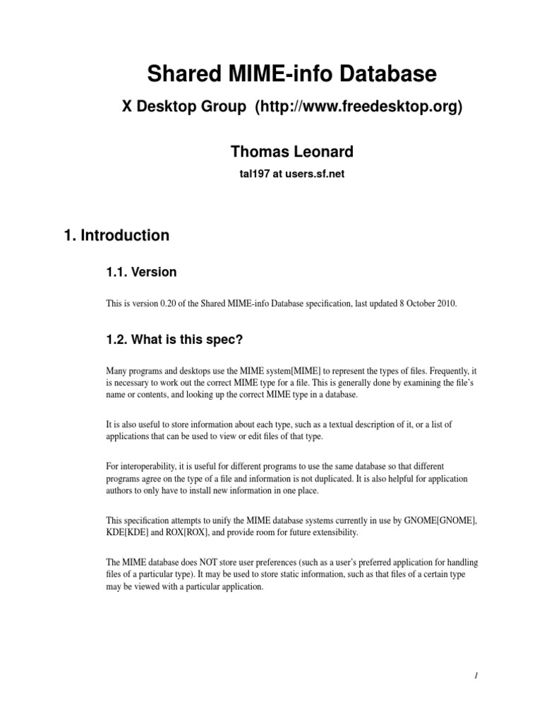 Shared Mime Info Spec File Format Computer File