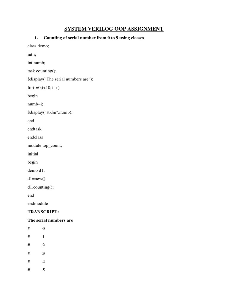 SystemVerilog OOP Assignment Examples | PDF | Scope (Computer Science ...
