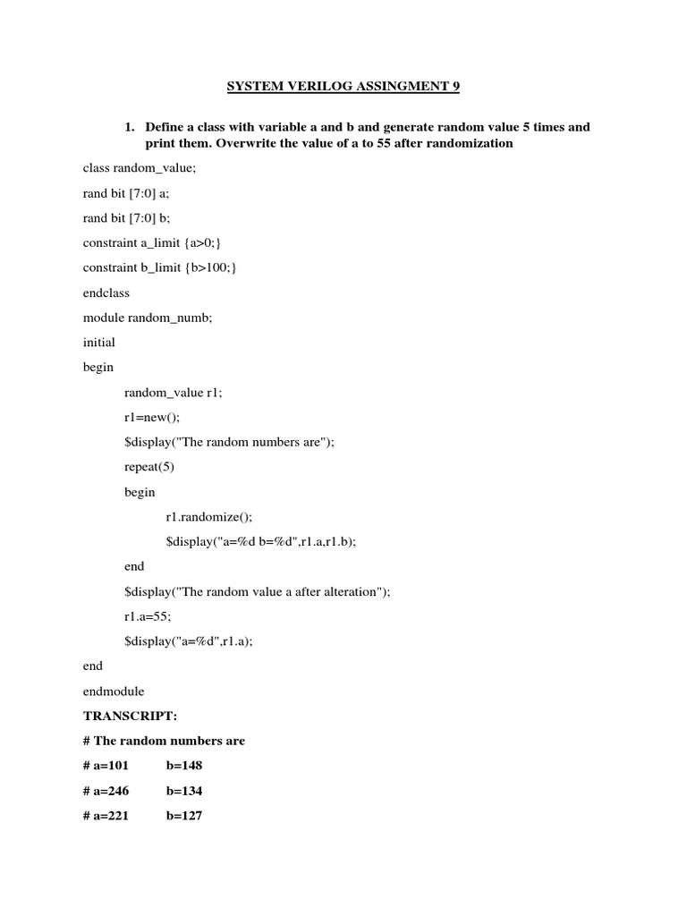 SystemVerilog Array Randomization | PDF | Array Data Type | Computer Data