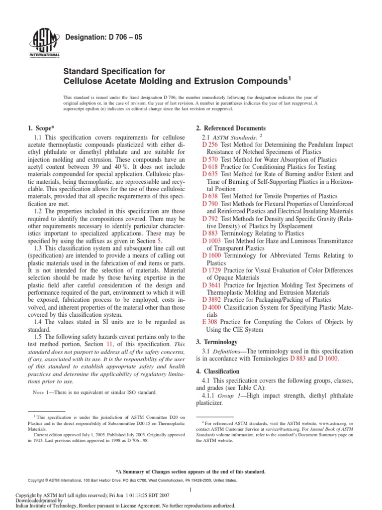 D706 21603-1 PDF | PDF | Strength Of Materials | Plastic