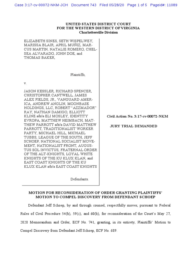 Motion For Reconsideration & Memorandum in Support ECF 743744 PDF Executive Order