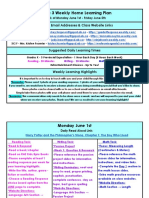 June 1 - June 5 - Grade 3 Weekly Home Learning Plan