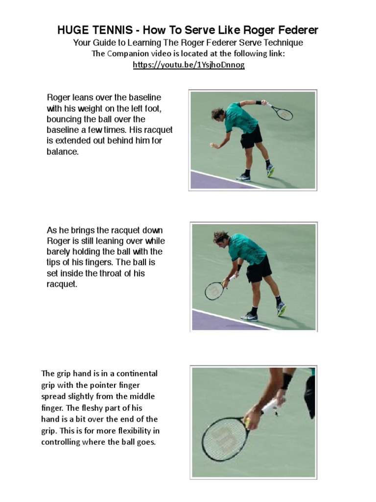 HUGE TENNIS - How To Serve Like Roger Federer | PDF | Anatomical Terms