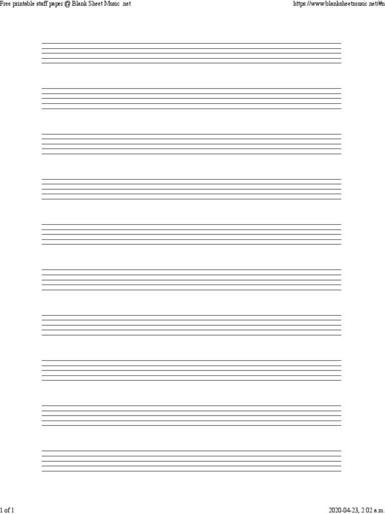 Free Printable Staff Paper at Blank Sheet Music PDF