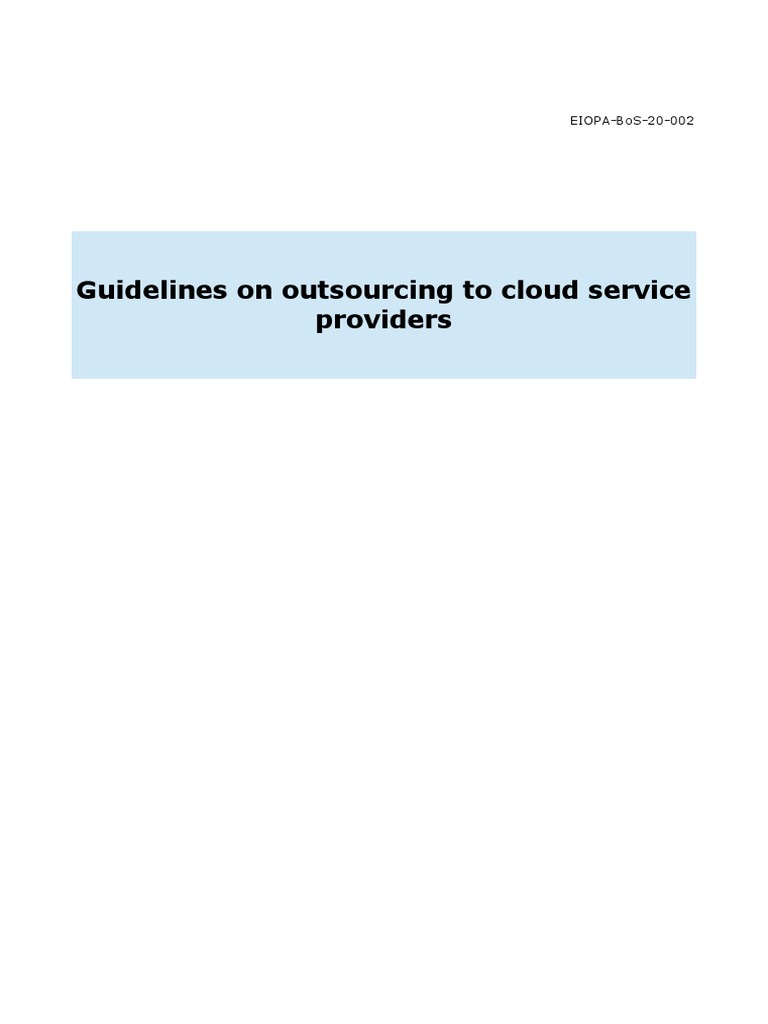 Cloud Outsourcing Guidelines for Insurers | PDF | Cloud Computing ...