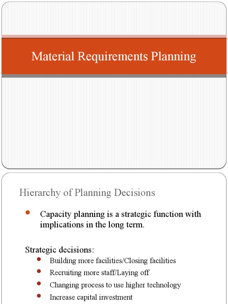Material Requirements Planning PDF Production And Manufacturing