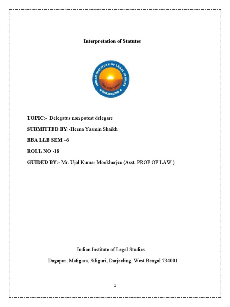 Interpretation of Statutes PDF By Law Privy Council Of The United