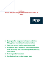 Unit Three Process of Implementing Health Promotion Intervention (8 Hours)