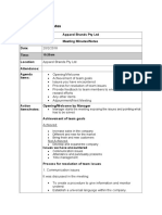 Meeting Minutes/Notes: Apparel Brands Pty LTD Meeting Minutes/Notes Date: Time: Location: Attendance: Agenda Items