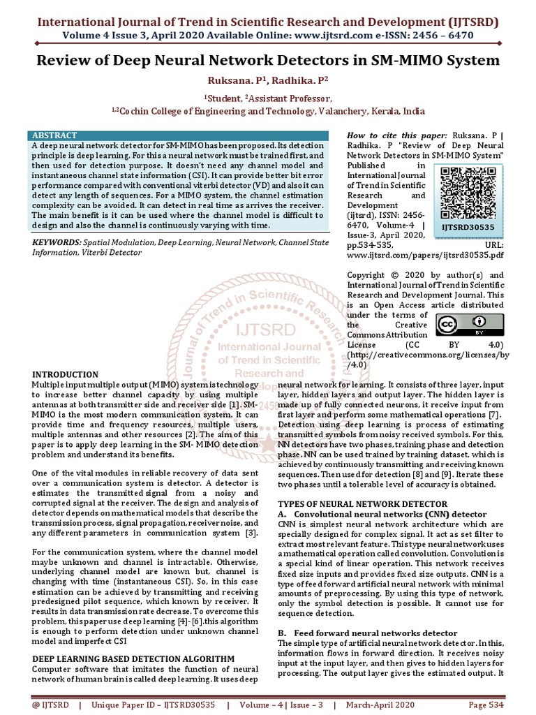 Review of Deep Neural Network Detectors in SM MIMO System | PDF ...