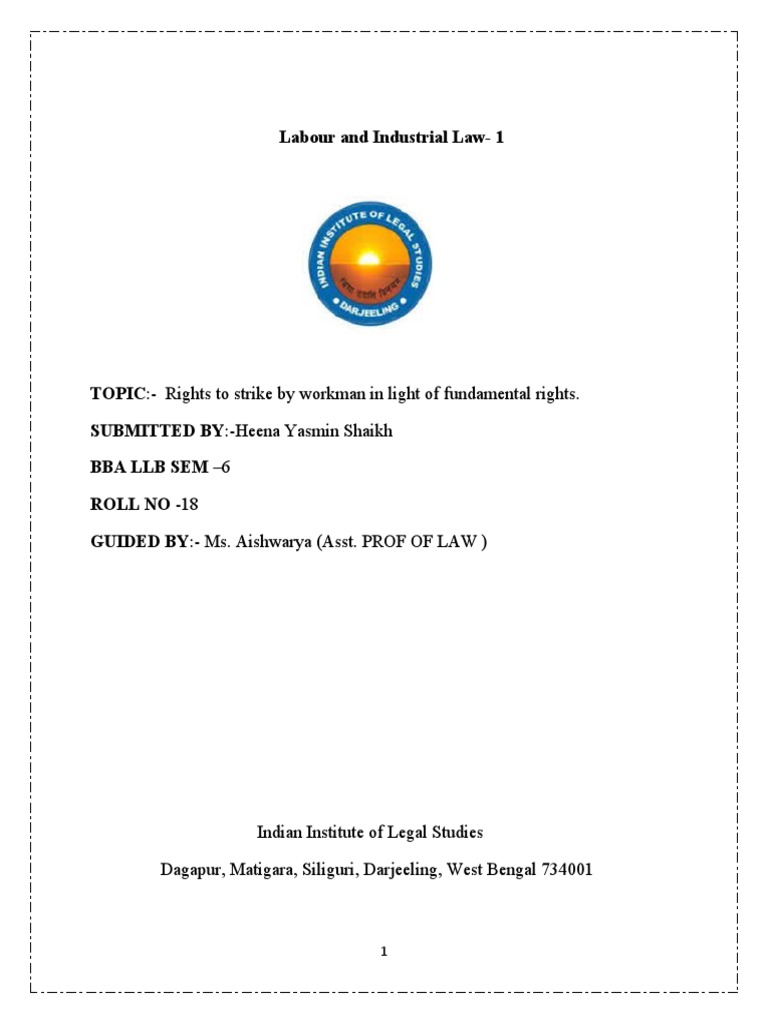 Labour Law 1 Pdf Strike Action Trade Union