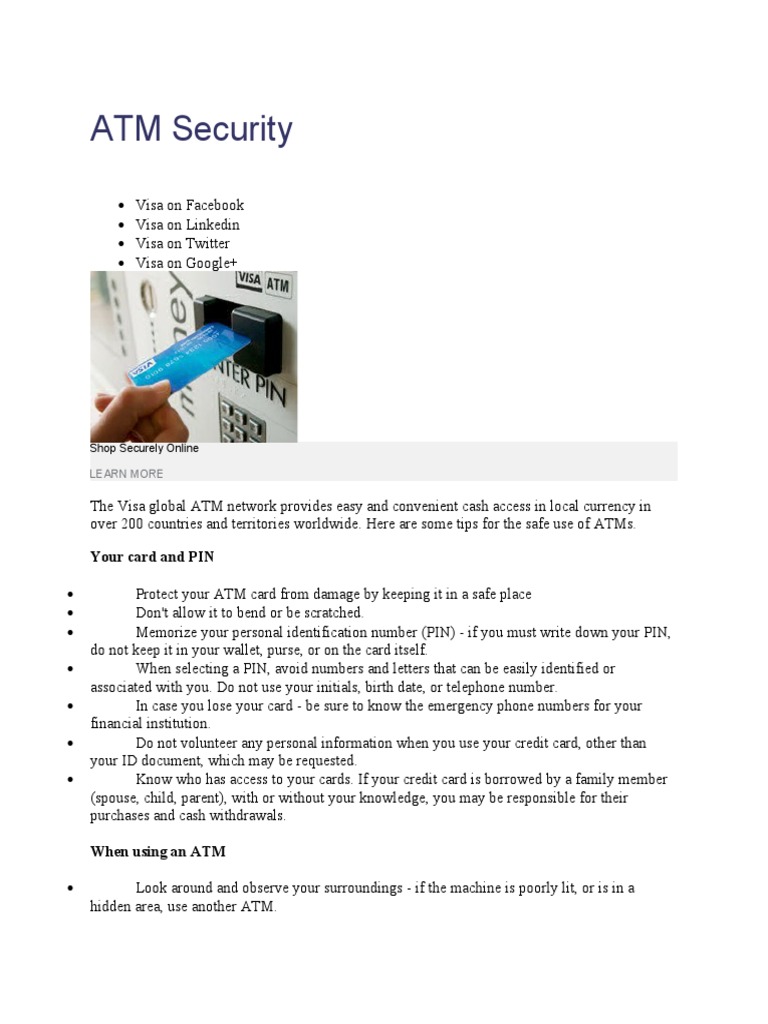 ATM Security Tips and Best Practices | PDF | Personal Identification ...