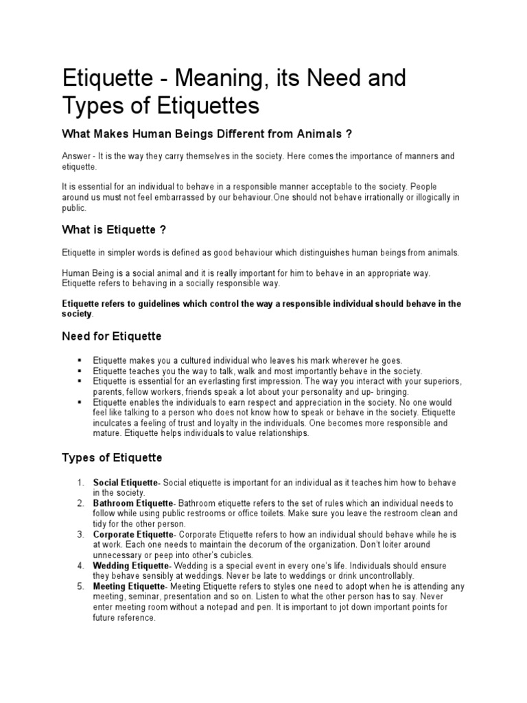 ETIQUETTE DEFINITION EASY intelligence overview