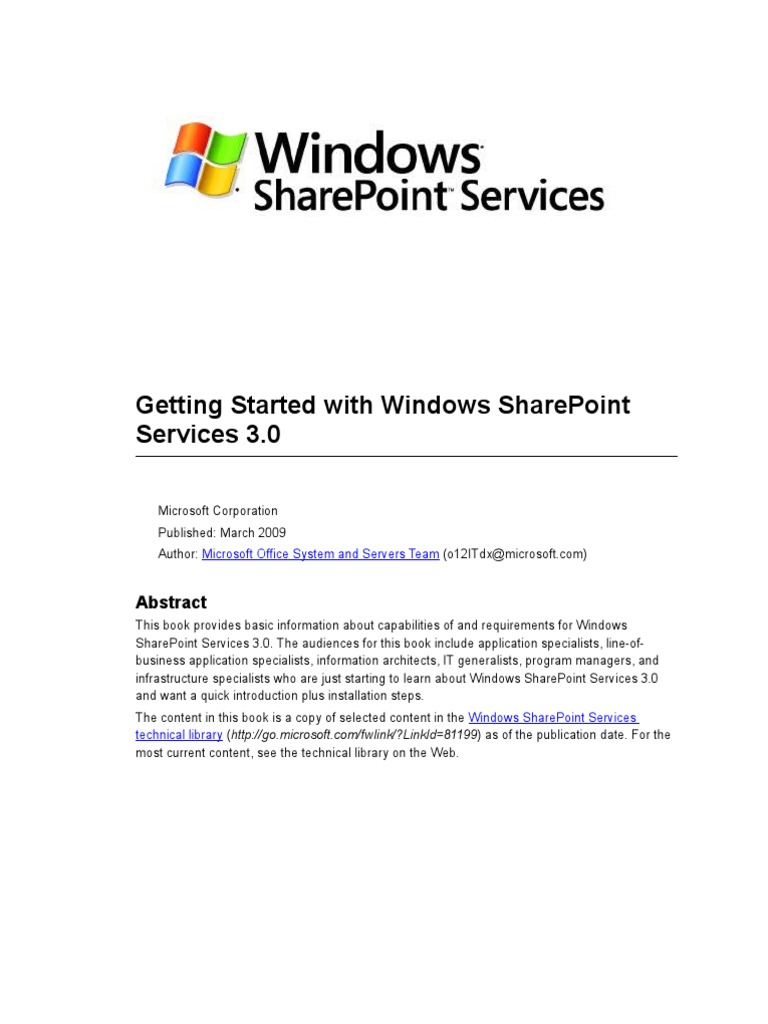 Getting Started With Windows Share Point Services 3.0 | PDF