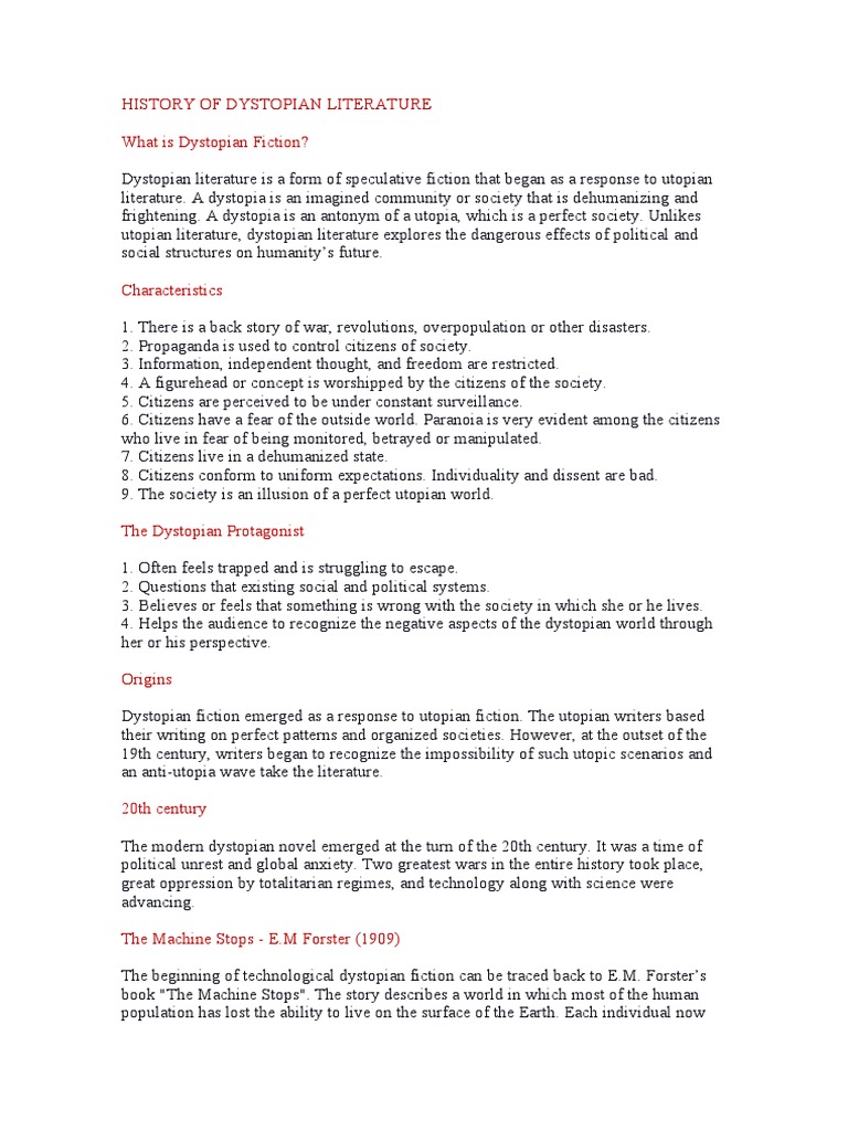 Evolution of Dystopian Literature | PDF | Utopian And Dystopian Fiction ...