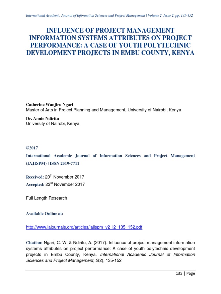 Influence of Project Management Information Systems Attributes On ...