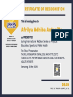 Afrilya Adhiba Antonilla: Certificate of Recognition
