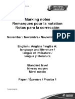 English A Language and Literature Paper 1 SL Markscheme