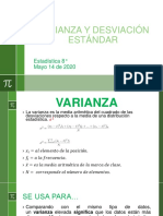 Estadística 8°. Varianza y Desviación Estándar. Mayo 14