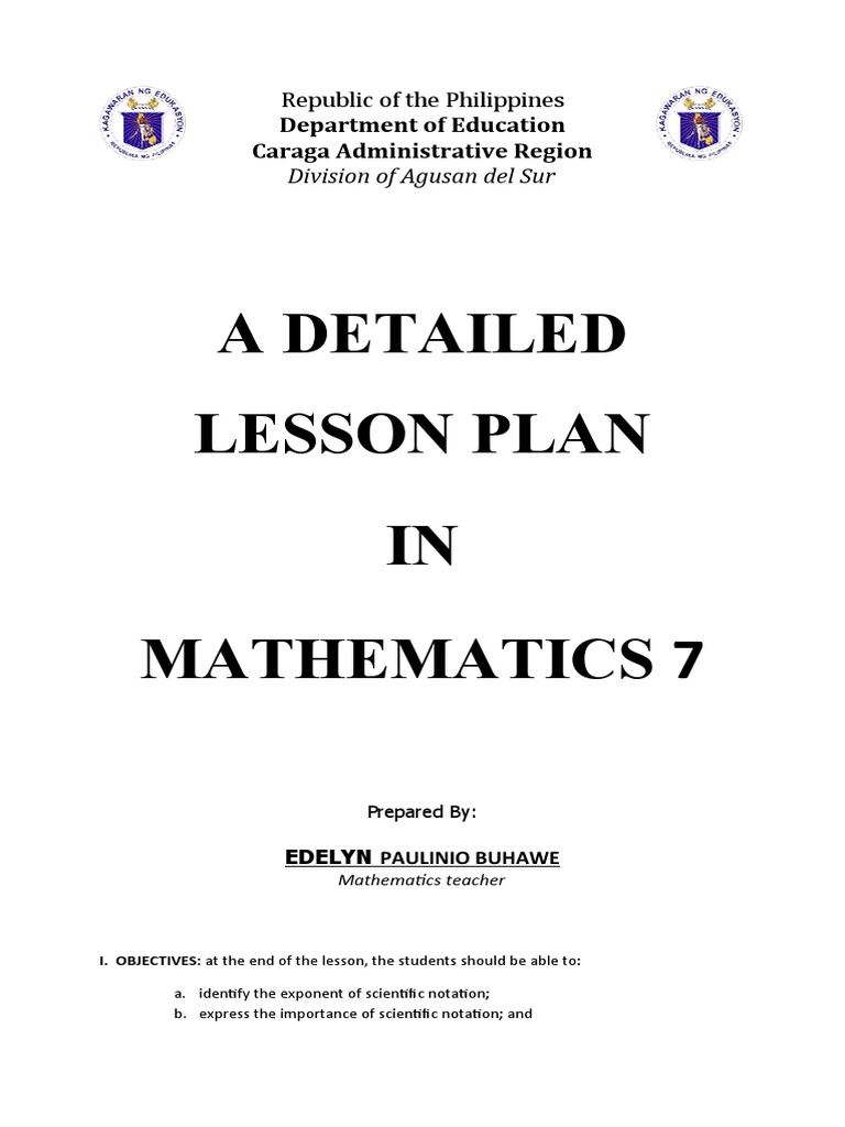 Linear Equations LESSON PLAN PDF Numbers Exponentiation