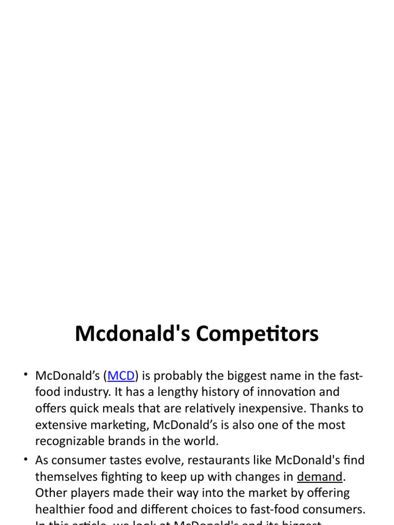 Mcdonald's Competitors | PDF | Convenience Food | Companies Of The ...