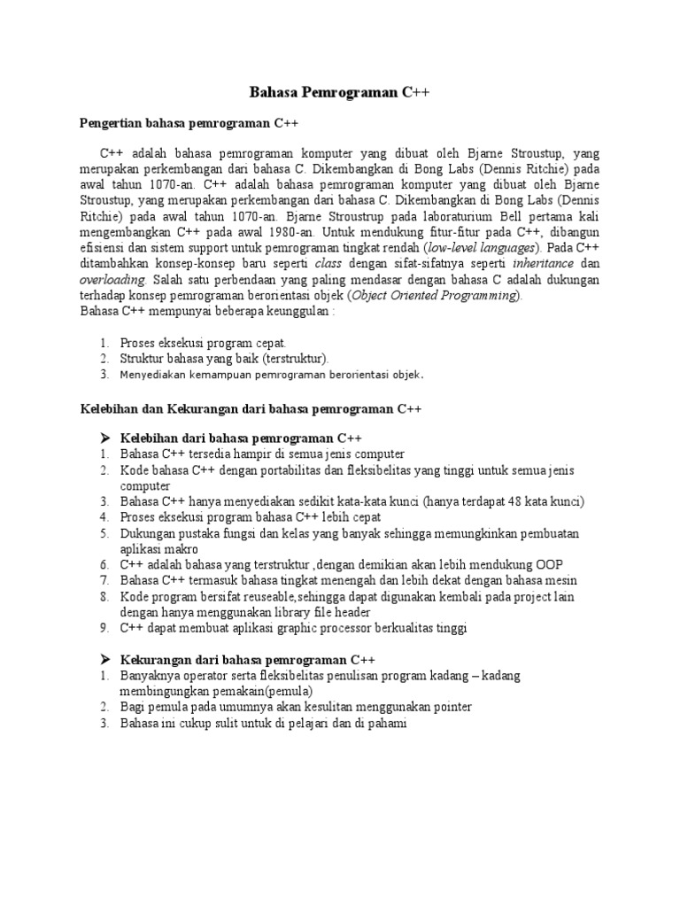 Panduan Dasar C++ untuk Pemula | PDF | Teknologi & Rekayasa