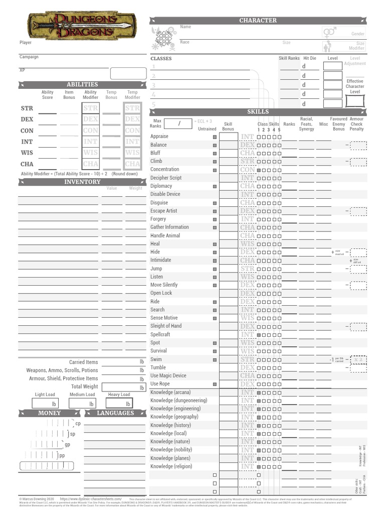 STR STR DEX DEX CON CON INT INT WIS WIS CHA CHA: D D D D D | PDF ...