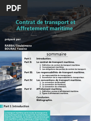 Contrat De Transport Et Affretement Maritime Connaissement Transport