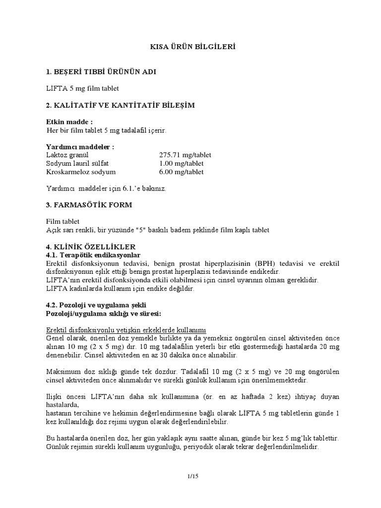 Lifta Tadalafil 5 Mg 30 Tablet