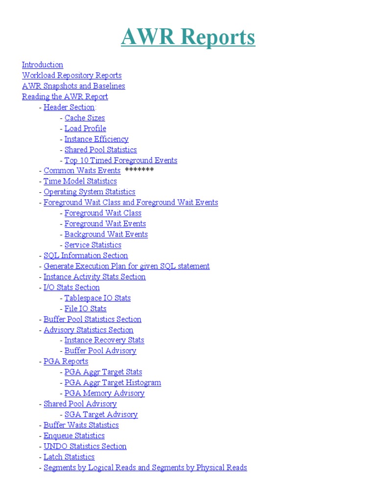 An InDepth Guide to Understanding Oracle Automatic Workload Repository