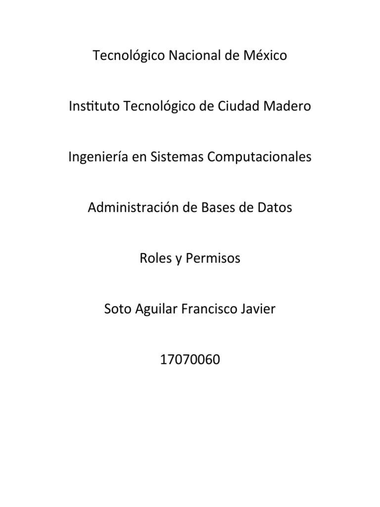 Roles y Permisos en SQL Server | PDF | Servidor SQL de Microsoft ...