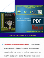 Lecture 10: Developing A Brand Equity Measurement & Management System