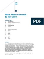 COVID-19: Virtual Press Conference 13 May 2020