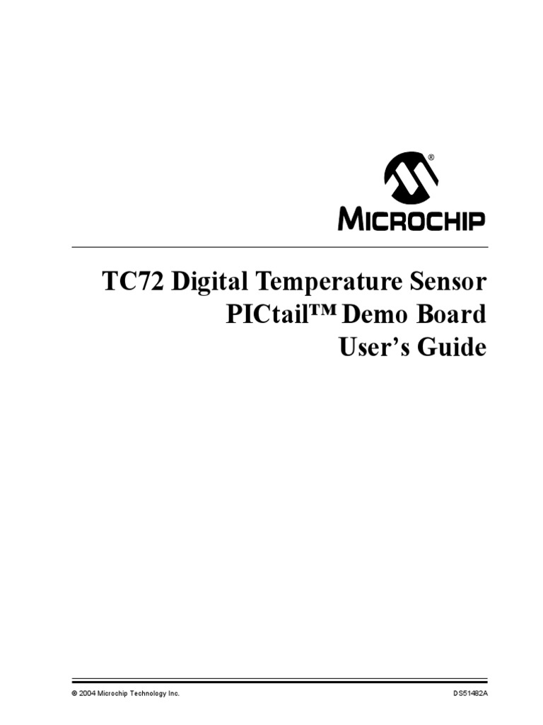 Tc72 Digital Temperature Sensor Pictail™ Demo Board User'S Guide PDF