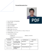 Personal Information Form: Secondary School Examination