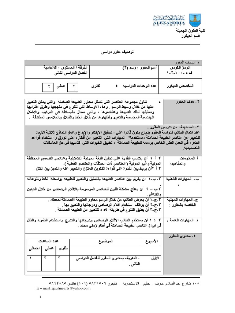 رسم 2 الفرقة الإعدادية قسم الديكور