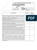 Lista de Chequeo Prevención y Manejo de Situaciones de Riesgo de Contagio.