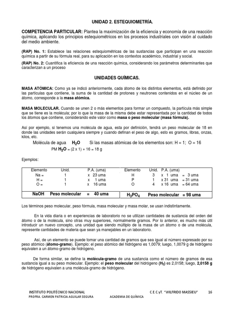 Tarea 3 Estequiometria Mole Unidad Estequiometria
