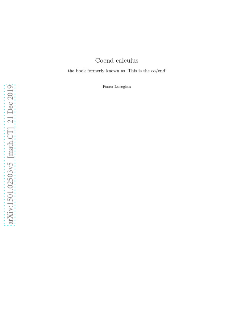 Coend Calculus | PDF | Category Theory | Mathematical Structures