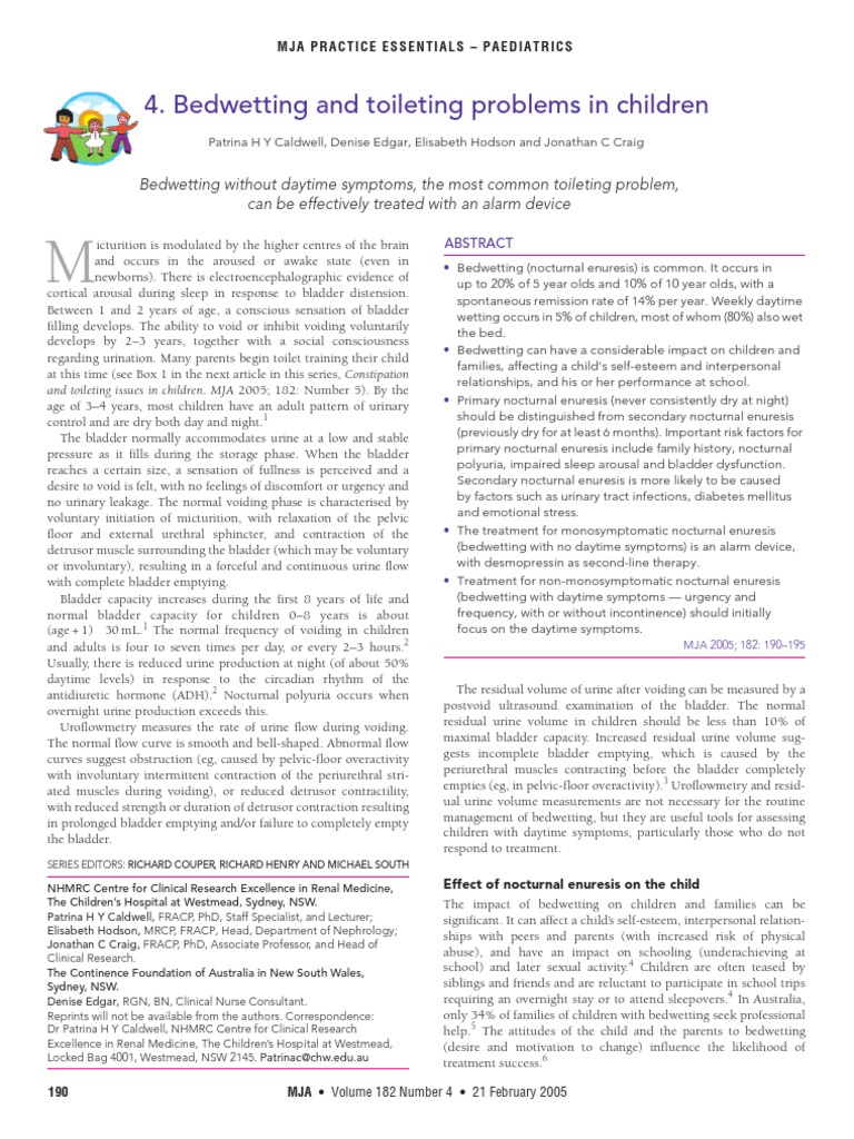 Bedwetting and Toileting Problems in Children | PDF | Nocturnal ...