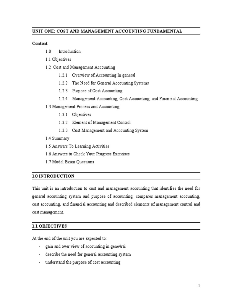 Introduction to Cost and Management Accounting | PDF | Management ...