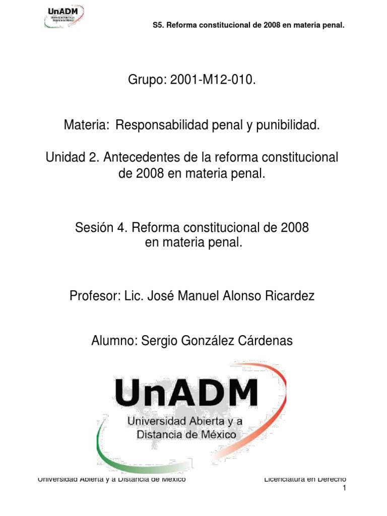 S5. Reforma Constitucional de 2008 en Materia Penal | PDF | Derecho ...