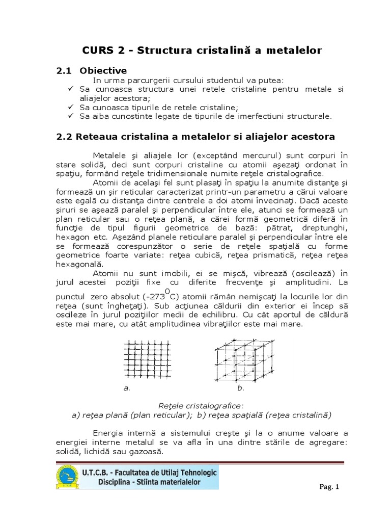 Structura Cristalină A Metalelor | PDF