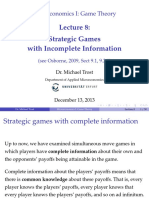 Strategic Games With Incomplete Information: Microeconomics I: Game Theory
