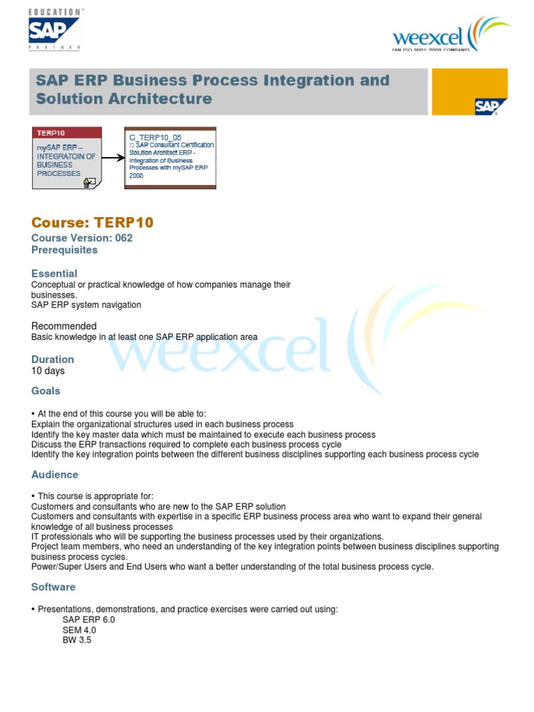 SAP TERP10 Certification Course Overview | PDF | Business Process ...