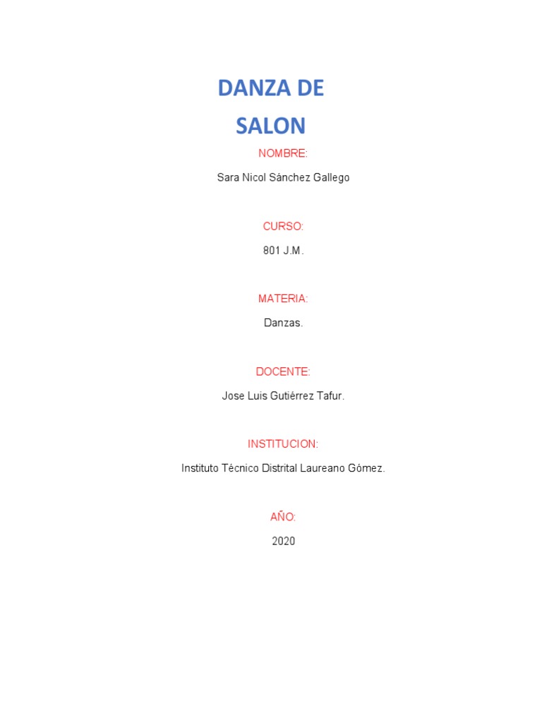 Historia de la Danza de Salón | PDF | Baile de salón | Bailes
