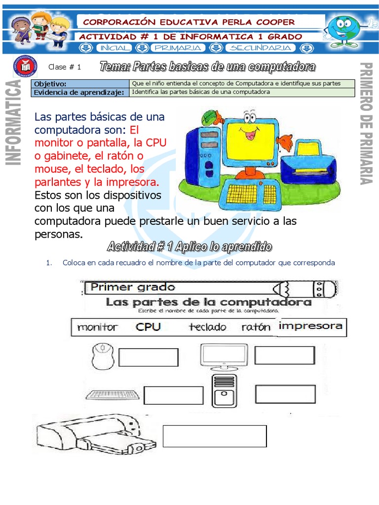 Actividades de Informática para Primer Grado | PDF