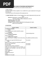 WEEK 8.1. Lesson Plan Solution Linear Equation