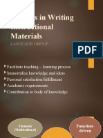 Reasons for Writing Instructional Materials