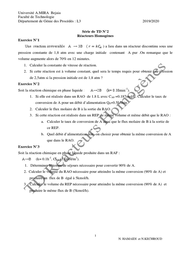 Corrigé de La Série de TD N2 PDF | PDF | Réacteur à eau pressurisée ...